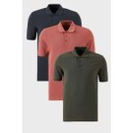 Buratti Pamuklu Regular Fit Düğmeli Polo Yaka 3'lü Paket T Shirt Erkek T Shirt 5902127S3 - Antrasit - Pudra - XL