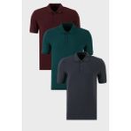 Buratti Pamuklu Regular Fit Düğmeli Polo Yaka 3'lü Paket T Shirt Erkek T Shirt 5902127S3 - Antrasit - Yeşil