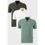 Buratti Pamuklu Regular Fit Düğmeli Polo Yaka 3'lü Paket T Shirt Erkek T Shirt 5902127S3 - Beyaz - Haki - XL