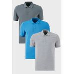 Buratti Pamuklu Regular Fit Düğmeli Polo Yaka 3'lü Paket T Shirt Erkek T SHİRT 5902127S3 - Lacivert - Haki - Gri