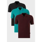 Buratti Pamuklu Regular Fit Düğmeli Polo Yaka 3'lü Paket T Shirt Erkek T Shirt 5902127S3 - Siyah - Benetton