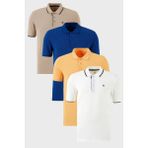 Buratti Pamuklu Regular Fit Düğmeli Polo Yaka 4'lü Paket T Shirt Erkek T Shirt 590211827S4 - Hardal - Saks