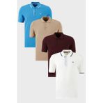 Buratti Pamuklu Regular Fit Düğmeli Polo Yaka 4'lü Paket T Shirt Erkek T Shirt 590211827S4 - Koyu Mavi - Beyaz