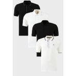 Buratti Pamuklu Regular Fit Düğmeli Polo Yaka 4'lü Paket T Shirt Erkek T Shirt 590211827S4 - Siyah - Beyaz - Siyah