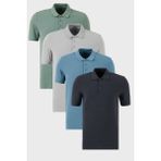 Buratti Pamuklu Regular Fit Düğmeli Polo Yaka 4'lü Paket T Shirt Erkek T Shirt 5902127S4 - Antrasit - Mavi