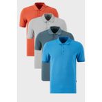Buratti Pamuklu Regular Fit Düğmeli Polo Yaka 4'lü Paket T Shirt Erkek T Shirt 5902127S4 - Lacivert - Tarçın