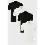 Buratti Pamuklu Regular Fit Düğmeli Polo Yaka 4'lü Paket T Shirt Erkek T SHİRT 5902127S4 - Siyah - Beyaz - Siyah - XL