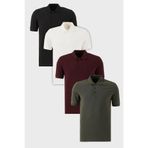 Buratti Pamuklu Regular Fit Düğmeli Polo Yaka 4'lü Paket T Shirt Erkek T SHİRT Babalar Günü Özel 5902127S4