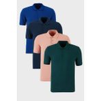 Buratti Pamuklu Regular Fit Düğmeli Polo Yaka 5'li Paket T Shirt Erkek T Shirt 5902127S5 - Haki - Indigo