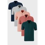 Buratti Pamuklu Regular Fit Düğmeli Polo Yaka 5'li Paket T Shirt Erkek T Shirt 5902127S5 - Indigo - Yeşil