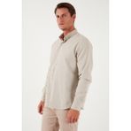 Buratti Pamuklu Regular Fit Düğmeli Yaka Kışlık Gömlek Erkek Gömlek CF24W127079 - Bej - XL