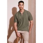 Buratti Pamuklu Regular Fit Fermuarlı Polo Yaka T Shirt Erkek Polo T Shirt 5902434 - Haki