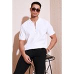 Buratti Pamuklu Regular Fit Fermuarlı Polo Yaka T Shirt Erkek Polo T Shirt 5902434 - XL - Ekru