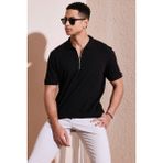 Buratti Pamuklu Regular Fit Fermuarlı Polo Yaka T Shirt Erkek Polo T Shirt 5902738 - 2XL - Siyah