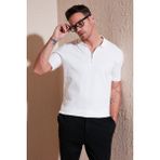 Buratti Pamuklu Regular Fit Fermuarlı Polo Yaka T Shirt Erkek Polo Yaka T Shirt 5902738 - Ekru - XL