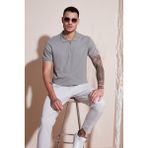 Buratti Pamuklu Regular Fit Fermuarlı Polo Yaka T Shirt Erkek Polo Yaka T Shirt 5902915 - Kül Rengi
