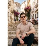 Buratti Pamuklu Regular Fit Göğüs Cepli Düğmeli Polo T Shirt Erkek Polo T Shirt 4565001 - Bej - 2XL
