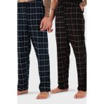 Buratti Pamuklu Regular Fit Normal Bel Düz Paça Cepli 2'li Paket Pijama Altı Erkek Pijama Altı 6574003S2 - Lacivert - Bordo - XL
