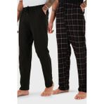Buratti Pamuklu Regular Fit Normal Bel Düz Paça Cepli 2'li Paket Pijama Altı Erkek Pijama Altı 6574003S2 - Mat Siyah - Siyah - XL