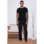 Buratti Pamuklu Regular Fit Normal Bel Düz Paça Cepli Pijama Altı Erkek Pijama Altı 6574003 - Siyah - Bordo - 2XL
