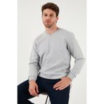 Buratti Pamuklu Regular Fit V Yaka Kazak Erkek Kazak 456202 V - Gri