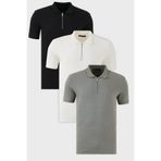 Buratti Pamuklu Regular Fit Yarım Fermuarlı 3'lü Paket Polo Yaka T Shirt Erkek POLO YAKA T SHİRT Babalar Günü Özel 590