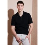 Buratti Pamuklu Regular Fit Yarım Fermuarlı Polo Yaka T Shirt Erkek Polo Yak T Shirt 5903008 - Siyah - XL