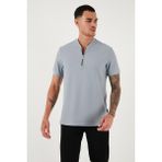 Buratti Pamuklu Regular Fit Yarım Fermuarlı T Shirt Erkek T Shirt 5902653 - Açık Gri