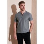 Buratti Pamuklu Regular Fit Yarım Fermuarlı T Shirt Erkek T Shirt 5902653 - Açık Haki - XXL