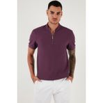 Buratti Pamuklu Regular Fit Yarım Fermuarlı T Shirt Erkek T Shirt 5902653 - Mürdüm