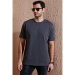 Buratti Pamuklu Relaxed Fit Sıfır Yaka T Shirt Erkek T Shirt 5905446 - Koyu Antrasit - XL