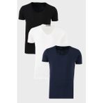 Buratti Pamuklu Slim Fit Bisiklet Yaka Baskılı 3'lü Paket T Shirt Erkek T Shirt 541S31 - Siyah - Beyaz - Lacivert