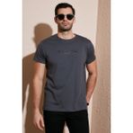 Buratti Pamuklu Slim Fit Bisiklet Yaka Yazılı T Shirt Erkek T Shirt 541ENJOY - Füme