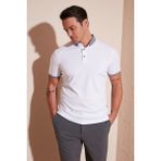 Buratti Pamuklu Slim Fit Polo T Shirt Erkek Polo T Shirt 646R4560 - XL - Beyaz - Antrasit