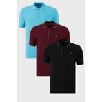 Buratti Pamuklu Slim Fit Şerit Detaylı Düğmeli Polo Yaka 3'lü Paket T Shirt Erkek T Shirt 5902118S3 - Siyah - Bordo - Mavi
