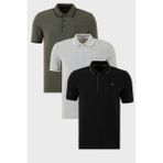 Buratti Pamuklu Slim Fit Şerit Detaylı Düğmeli Polo Yaka 3'lü Paket T Shirt Erkek T Shirt 5902118S3 - Siyah - Haki - Gri Melanj - XL