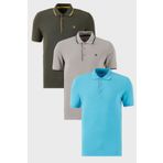 Buratti Pamuklu Slim Fit Şerit Detaylı Düğmeli Polo Yaka 3'lü Paket T Shirt Erkek T SHİRT 5902118S3
