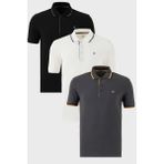 Buratti Pamuklu Slim Fit Şerit Detaylı Düğmeli Polo Yaka 3'lü T Shirt Erkek T Shirt 5902118S3 - Siyah - Beyaz - Antrasit - XL