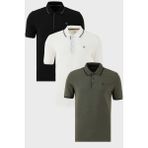 Buratti Pamuklu Slim Fit Şerit Detaylı Düğmeli Polo Yaka 3'lü T Shirt Erkek T Shirt 5902118S3 - Siyah - Beyaz - Haki - XL