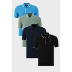 Buratti Pamuklu Slim Fit Şerit Detaylı Düğmeli Polo Yaka 4'lü Paket T Shirt Erkek T Shirt 5902118S4 - Mavi - Siyah - Yeşil - XL