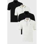 Buratti Pamuklu Slim Fit Şerit Detaylı Düğmeli Polo Yaka 4'lü T Shirt Erkek T Shirt 5902118S4 - XL - Siyah - Siyah - Beyaz