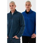 Buratti Regular Fit Anti-Pilling Tüylenme Yapmayan Dik Yaka Şardonlu 2'Li Paket Erkek Polar 5896700S2 Saks-Indigo