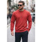 Buratti Regular Fit Bisiklet Yaka Pamuklu İçi Tüylü Yumuşak Şardonlu Erkek Sweat 5905255 BAYRAK KIRMIZI