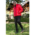 Buratti Slim Fit Çıkarılabilir Kapüşonlu Parlak Şişme Erkek Mont 649007 KIRMIZI