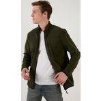 Buratti Slim Fit Fermuarlı Cepli Dik Yaka Polar Erkek Hırka 5906028 HAKİ
