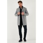 Buratti Slim Fit Tek Yırtmaçlı Düğmeli Mono Yaka Kaşe Kaban Erkek Kaban 5840098 - Gri