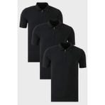 Buratti Streç Pamuklu Regular Fit Yarım Fermuarlı 3'lü Paket Polo Yaka T Shirt Erkek Polo Yaka T Shirt 5902972S3 - Siyah - Siyah - Siyah - XL