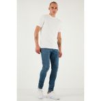 Buratti Streç Pamuklu Slim Fit Normal Bel Dar Paça Jeans Erkek Kot Pantolon 1115S60NAPOLI - Mavi - 33 / 32