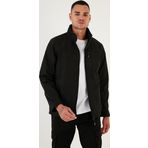 Buratti Su İtici Slim Fit Dik Yaka Softshell İnce Erkek Mont 649003 SİYAH