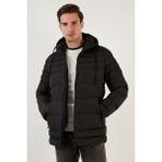 Buratti Su Itici Slim Fit Soğuğa ve Rüzgara Dayanıklı Kapüşonlu Şişme Mont Erkek Mont 649005 - Siyah